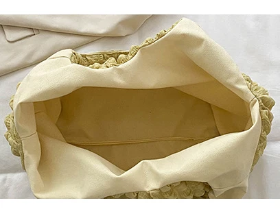 Custom Bubble Flower Fashion Handbag Women Ruched Hobo Shopping Tote Bag Lady Shoulder Bag