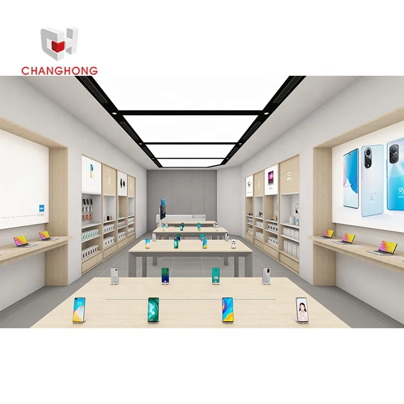 Cellphone Store Fixture Displays Modern Shop Furniture Counter Mobile Phone Shop Showcase Store Interior Design Decoration