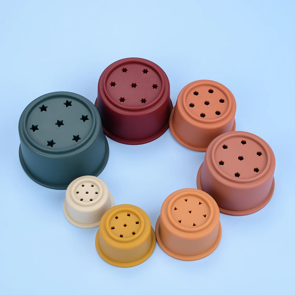 Wholesale Silicone Toys Toddler Puzzle Colorful Stacking Blocks Baby Toys Educational Learning Jigsaw Silicone Toys For Kids