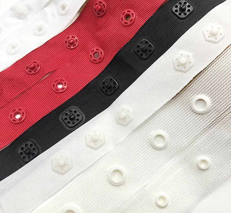 Customized color snap tape plastic snap button Cotton or polyester curtain tape