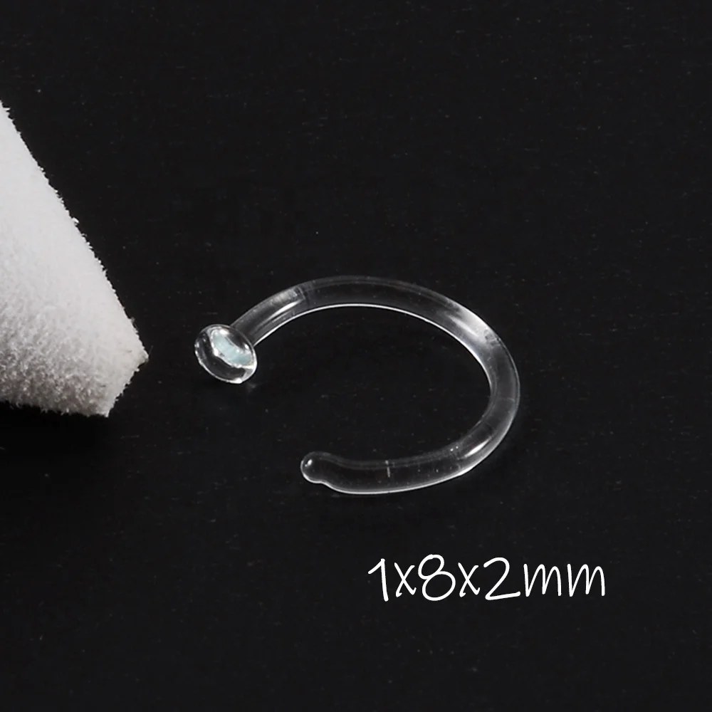 New Design Glass Nose Bone Studs Ring Prevent Allergy Transparent Straight Screw Nose Piercing Body Jewelry