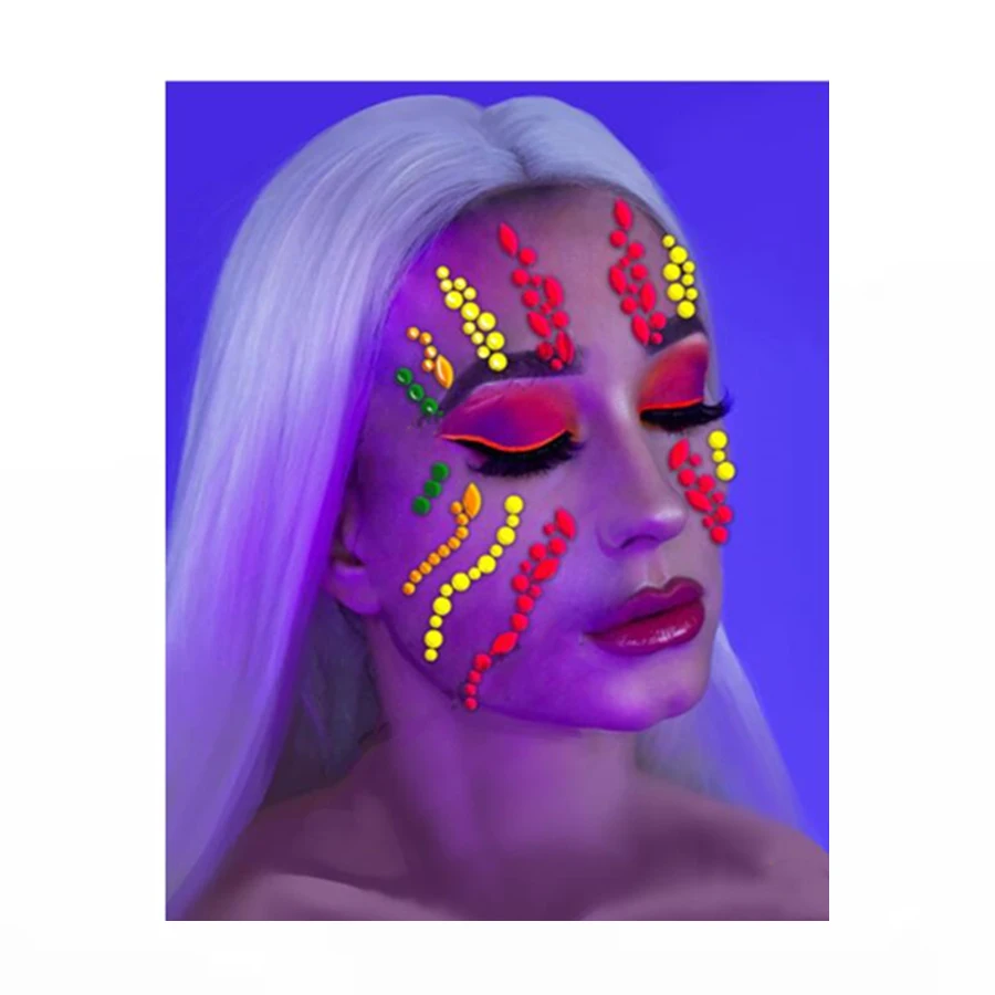 Custom Diamond Jewelry Rhinestone Crystal Halloween Face Temporary Tattoo Sticker