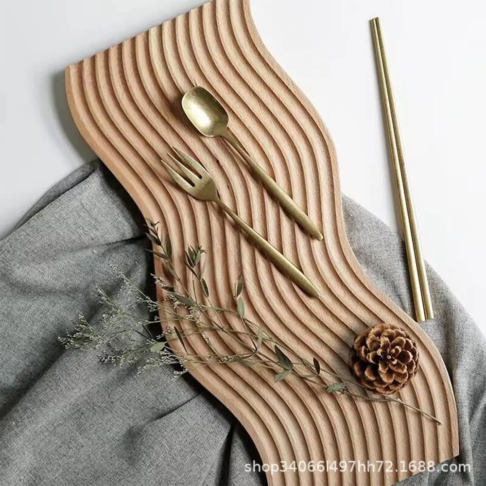 Water ripples household breadboard solid beech wood aromatherapy storage tray afternoon tea tray dinner plate wholesale