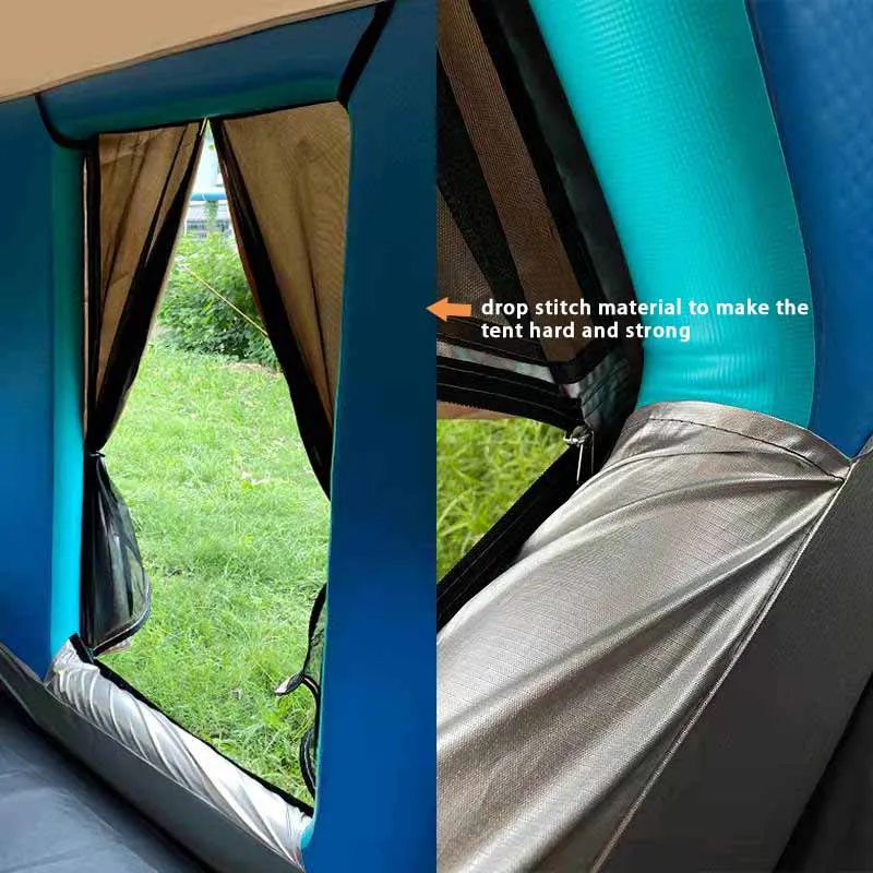 Drop stitch material hard luxury living resort  portable inflatable big camping tent for camping