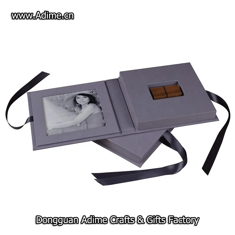 Wedding linen book cloth photo folio USB flash drive packaging case box