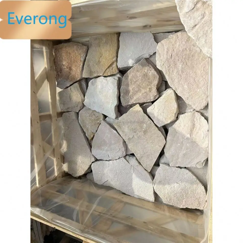 Random white sandstone loose stacked stone for facade wall cladding