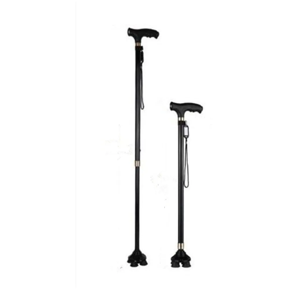 small Quad Base Folding Adjustable Walking Cane with LED Light