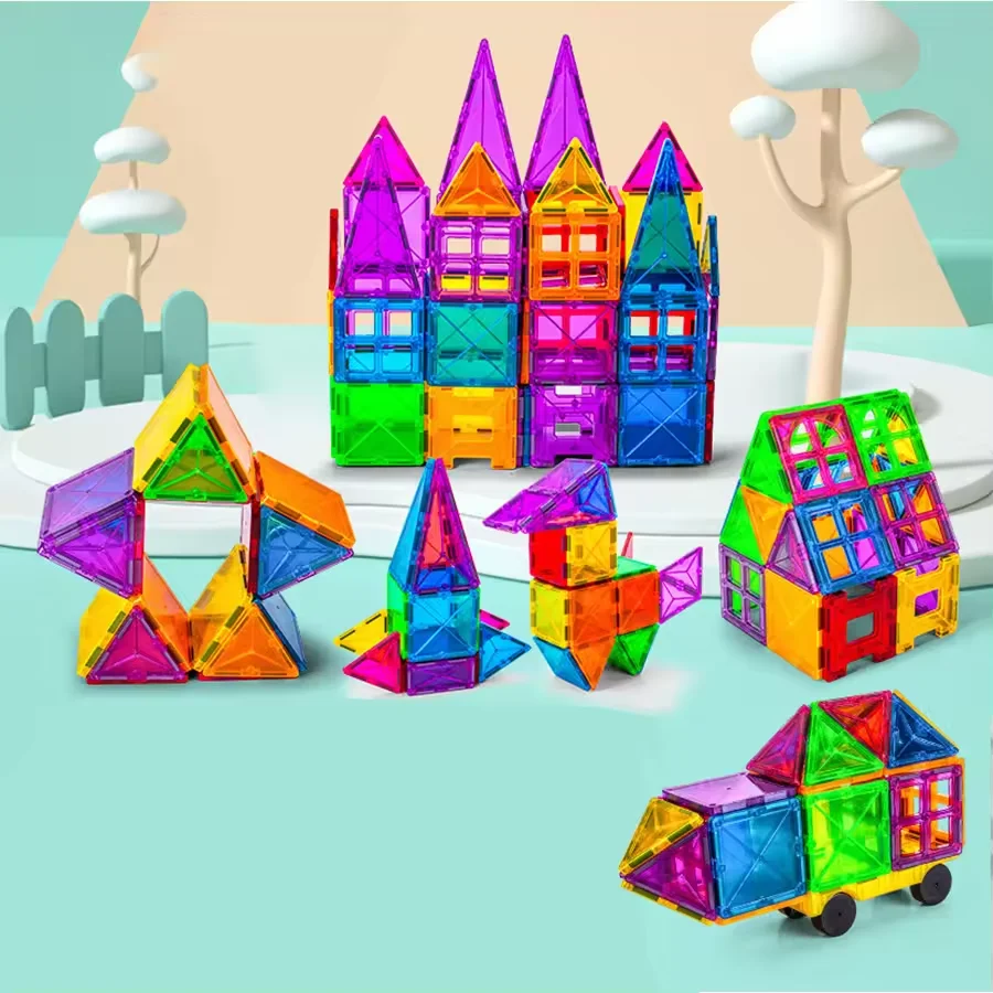Educational Toys Magnet Building Tiles 3d Transparent Magnetic Building Blocks Set