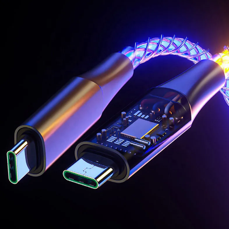 UUTEK JBA03-PD 2022 Hot Sale 100W RGB Gradient Symphony LED Data Cable 5A Super Fast Charging Cable Type-C to Type-C