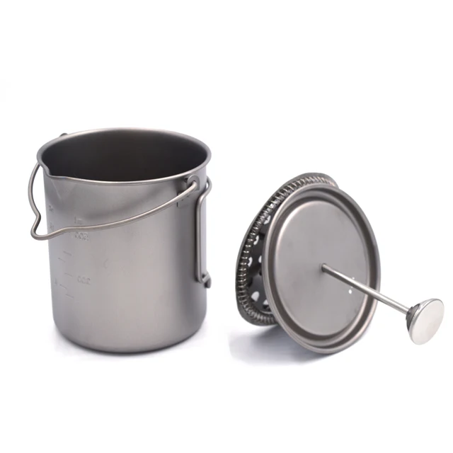 Titanium French Press Mug with Filter Ultralight and Sturdy Material Different Capacity for Outdoor and Camping Life
