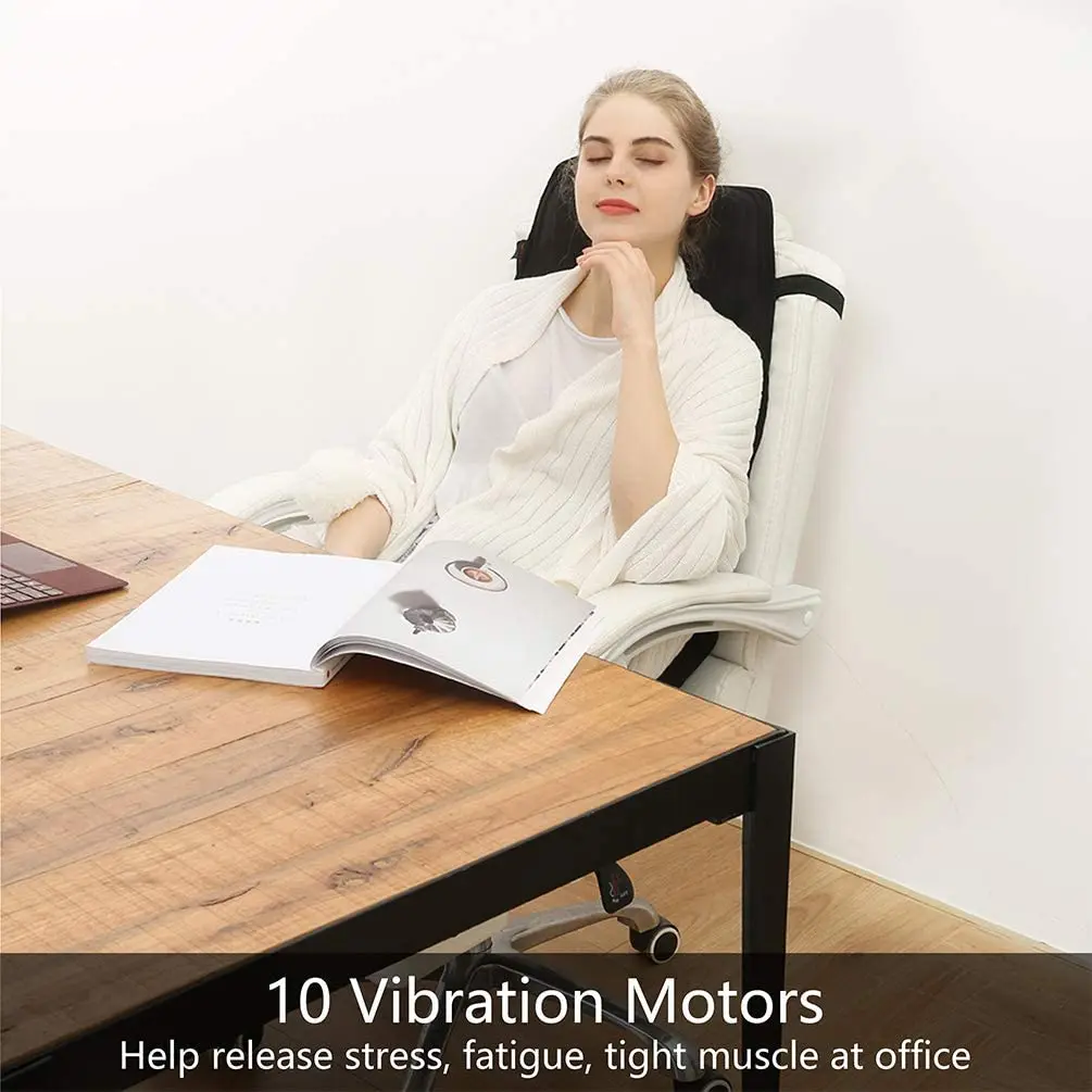 Back Vibrating Massager with Heated Pad, Seat 10 Vibration Nodes to Relieve Stress and Fatigue, Suitable for Home Office Use