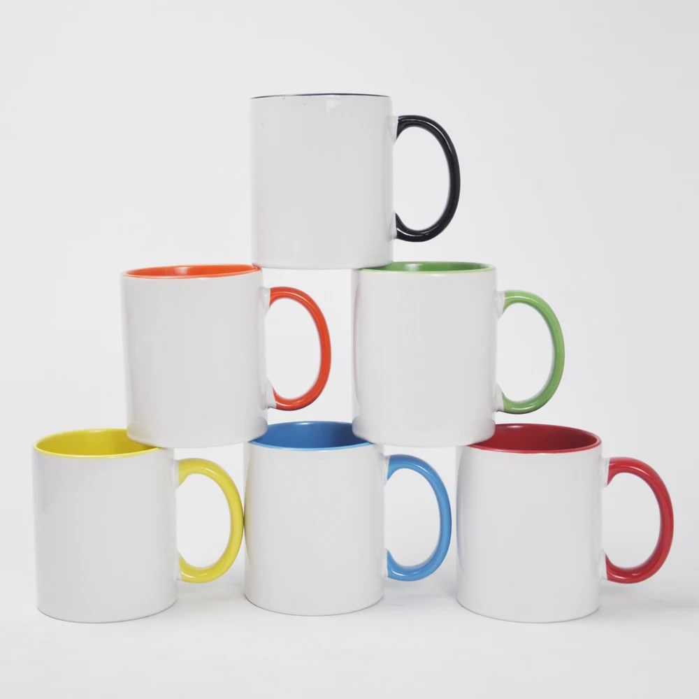 USA warehouse Blue 6PCS PACK  sublimation mugs 11OZ photo mug DIY sublimation mug factory top 3A grade quality with mailer box