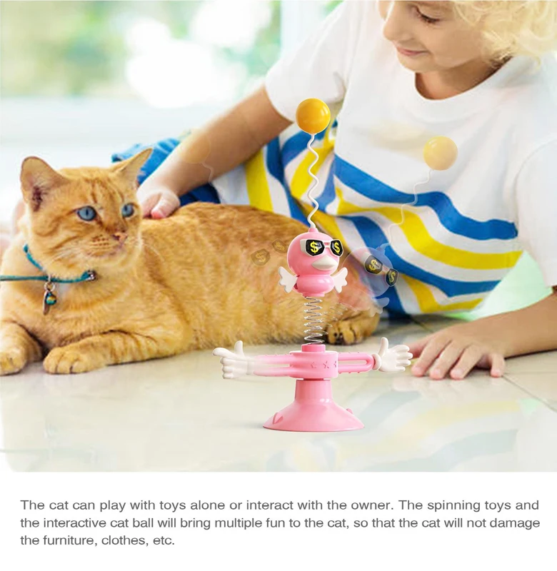 Hot Selling New Pet Interactive Feather Spring Cat Toy 360 Degree Rotate Kitty Toy High Elasticity Spring Cat Ball Toy