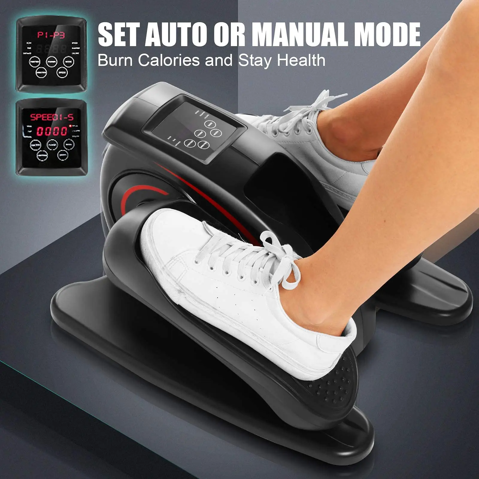 Seated Pedal Exerciser with Silent Magnetic Resistance 2-in-1 Elliptical Trainer with Big Display and Oversized Pedals