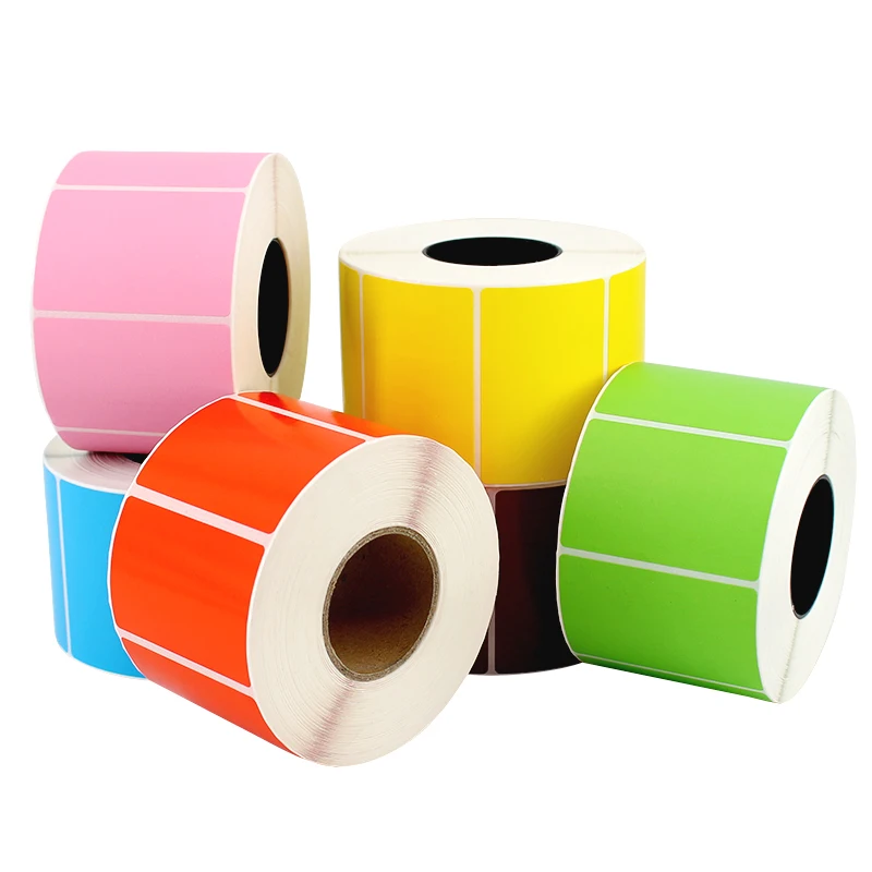 Color Coated Paper Adhesive Label Waterproof Oil-proof Non-Adhesive Barcode Sticker White Color Red 100 Sizes Packaging Labels