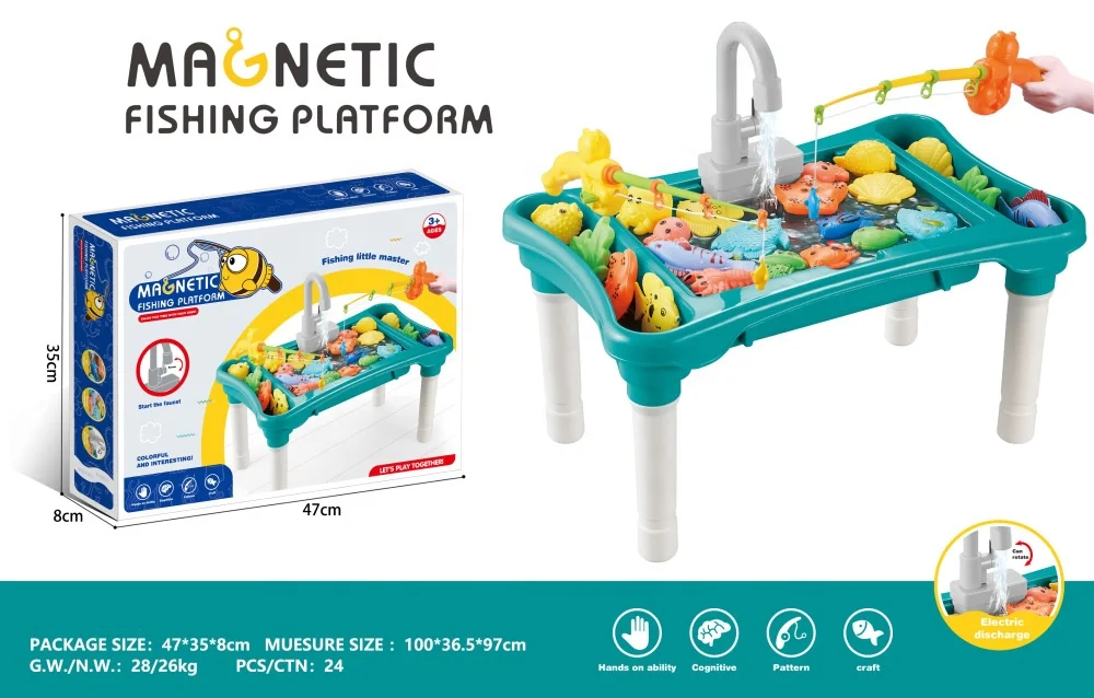 Water Pool Table Manual Kids Magnetic Fishing Toy Play Table Game Toys
