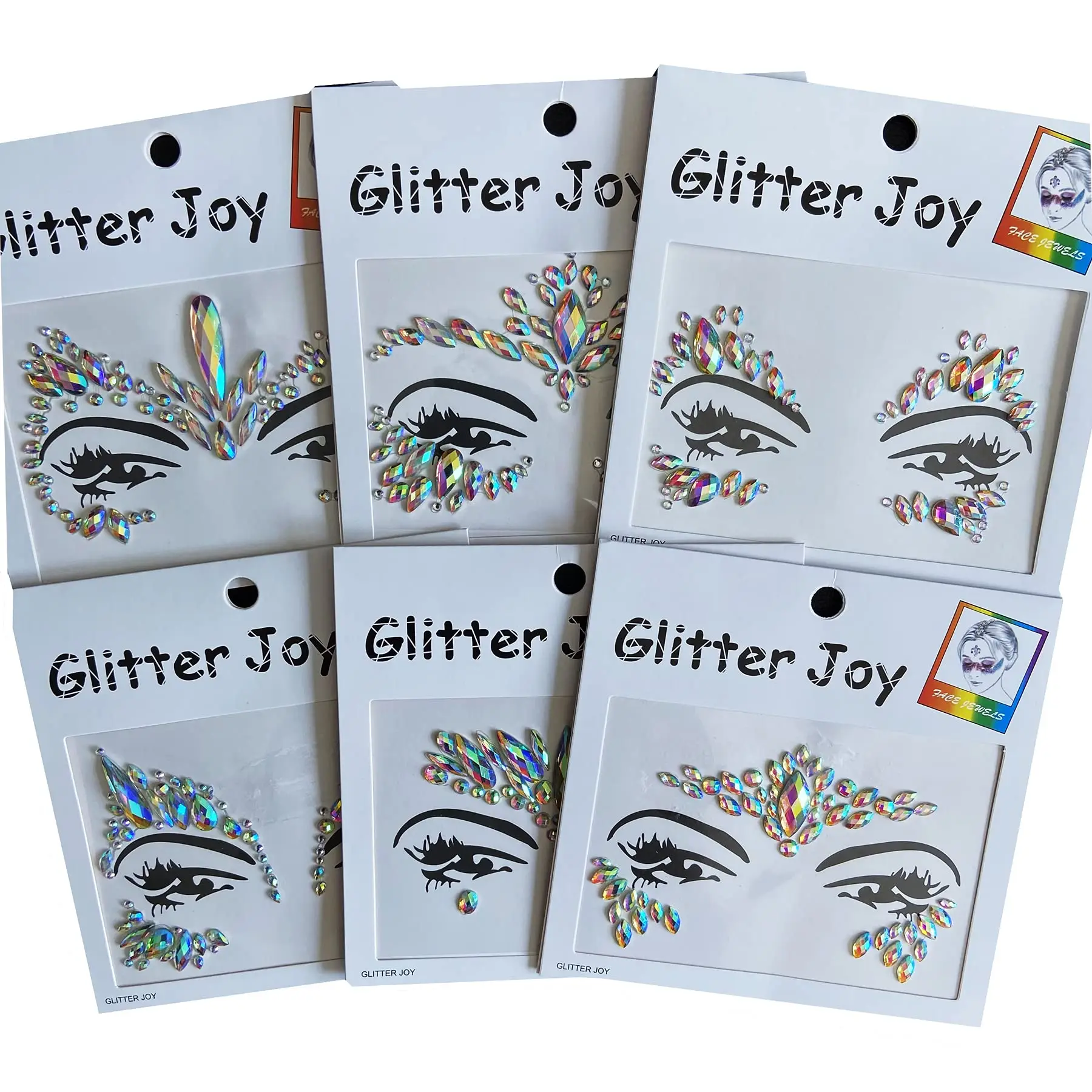 Factory Face Jewels Tattoo Rhinestone Shiny Black Diamond Sticker Rave Crystals Eyes Body Sticker for Festival Decoration