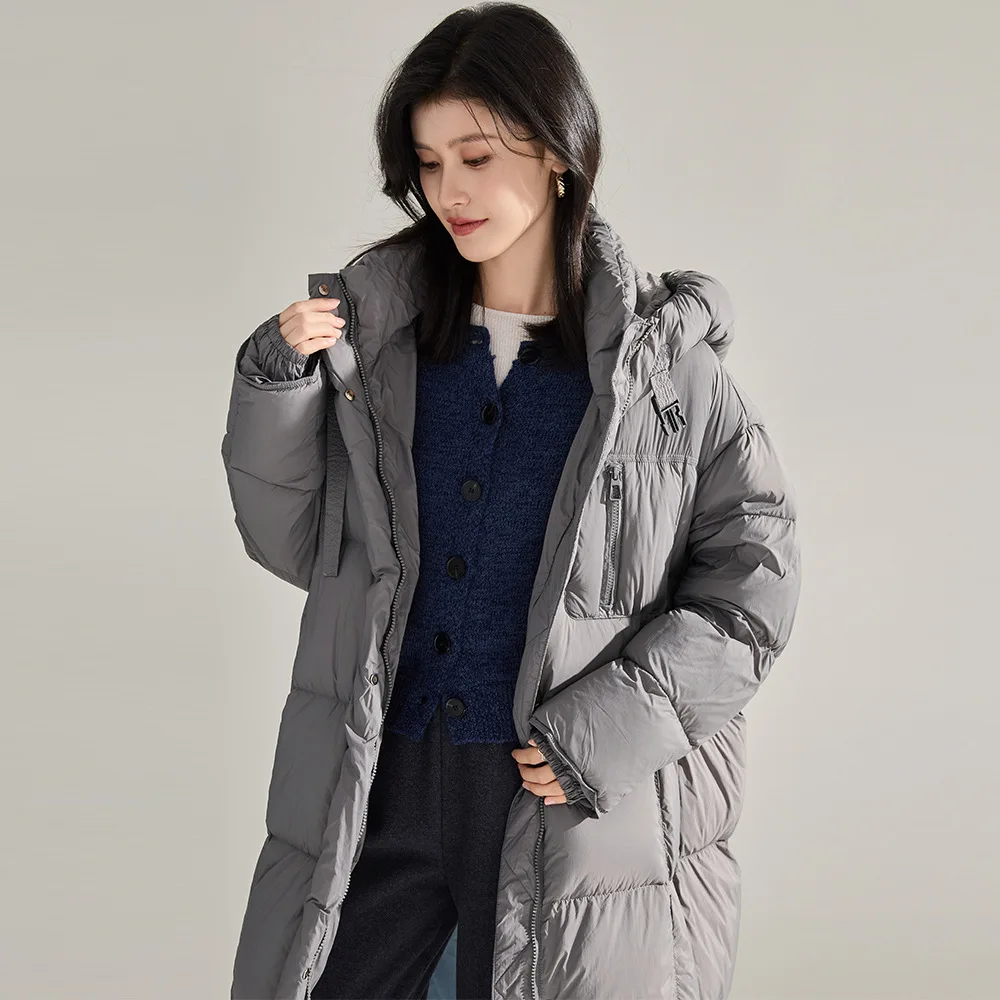 24 Winter New 90 White Duck Loose Long Down Thick Warm Korean Style Quilted Jacket