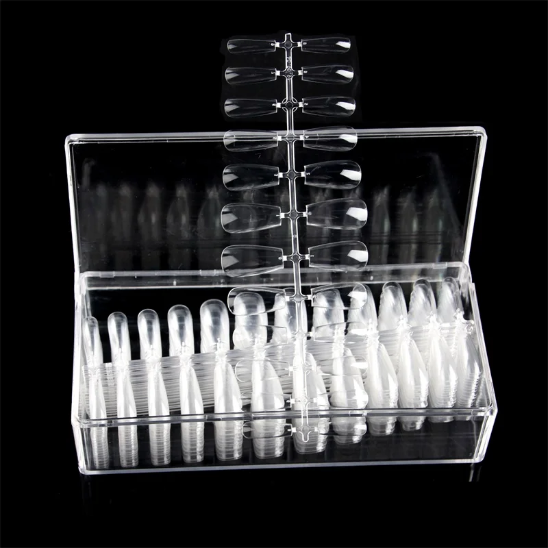 2024 Nadeco Ballerina Shape Deep c Curve Nail Tips High Quality Super clear Fake Nail Tips Acrylic Raw Materials