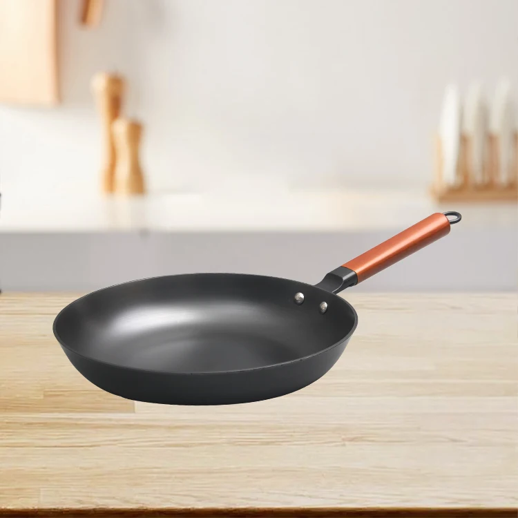 Wholesale Best Seller Pans Reasonable Price Non-stick Coating Cookware Kitchen Cast Iron Frying Pan With Wood Handle