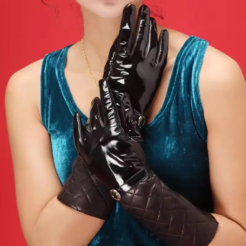 Hot selling winter genuine sheepskin mittens custom keep warm women long leather gloves