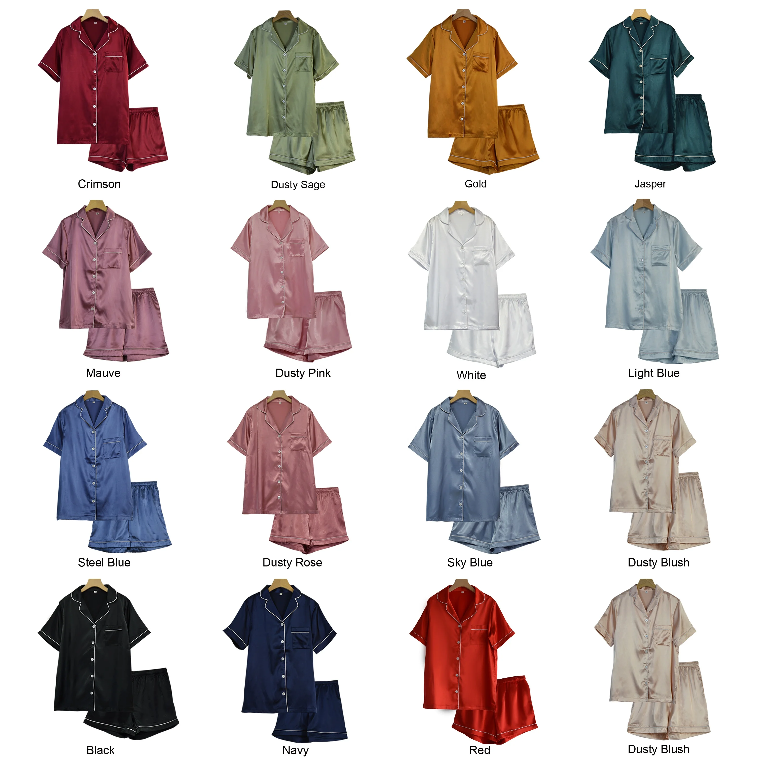 Multiple Colors High Quality Satin Silk Women Pajamas