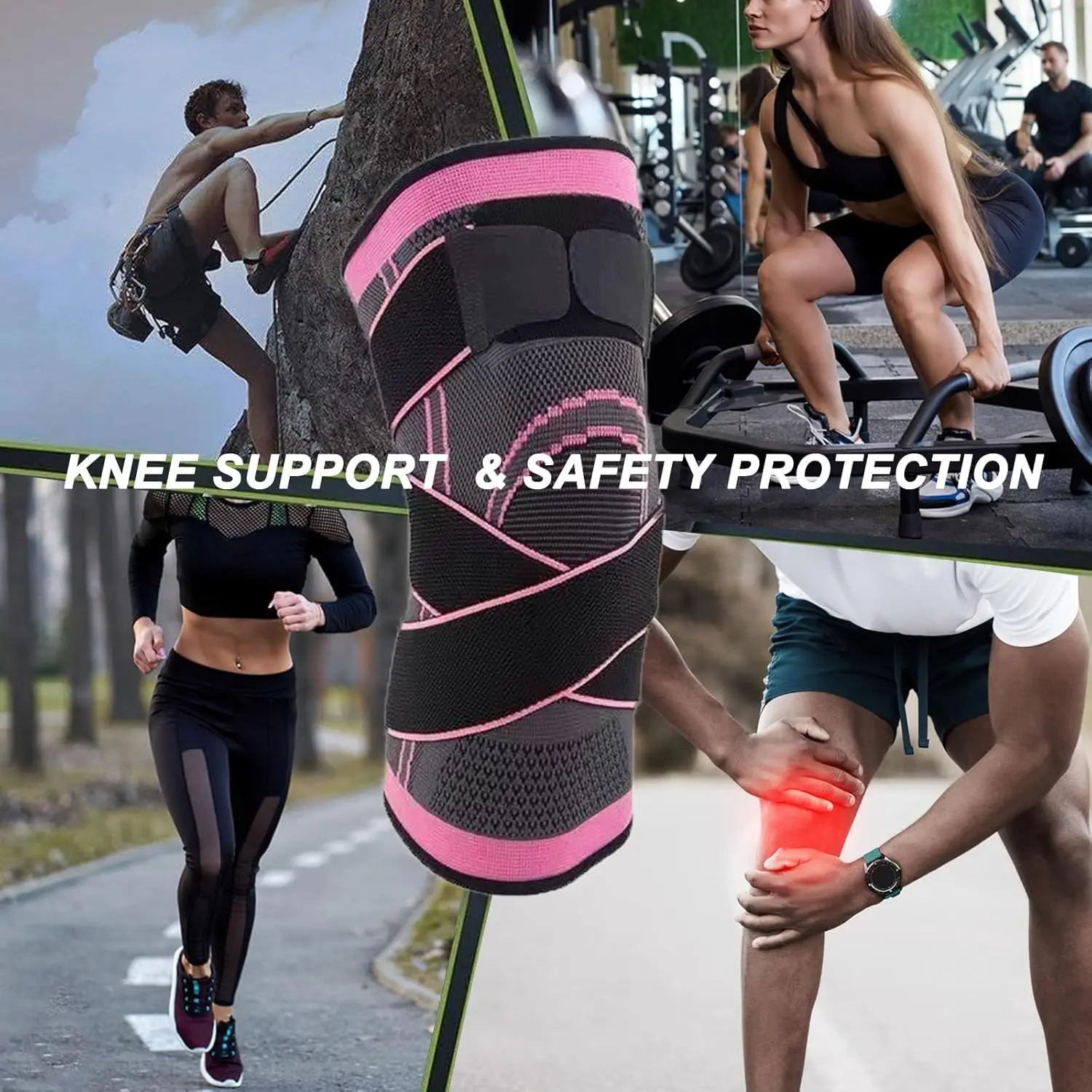 Strap compression knee pad fabric nylon multi size knee support