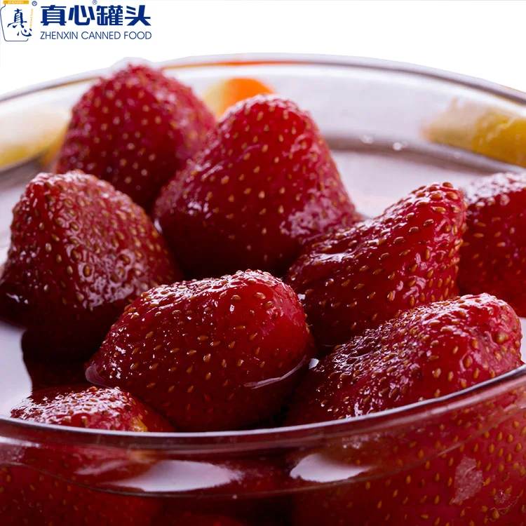 China Canned Food Type Fresh Canned Strawberry /Strawberries Fruit in Syrup 880g/680g in  glass bottle