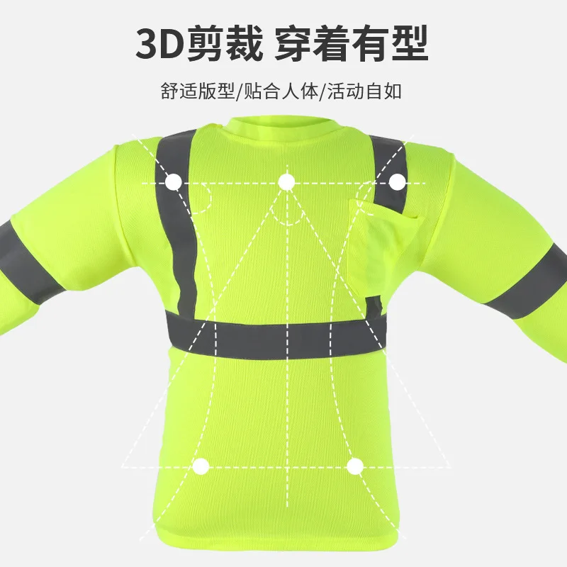 High quality custom logo Hi Vis Reflective Safety Short Long Sleeve T-shirt T Shirt with Pocket