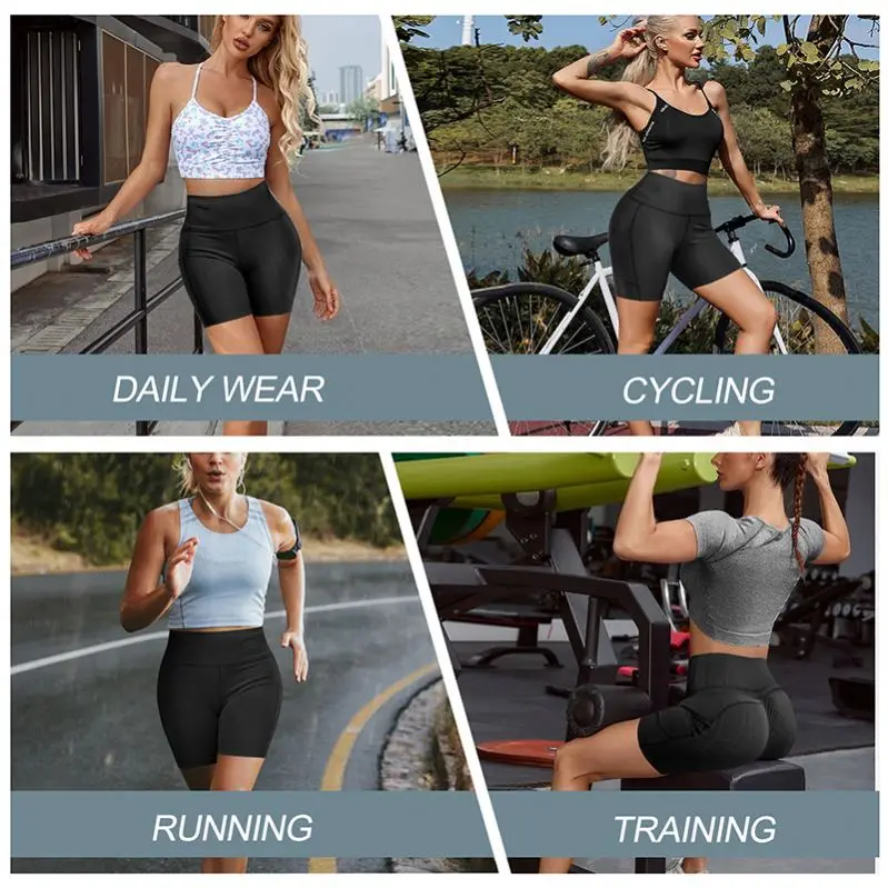 Women yoga sports shorts high waist super stretch summer running workout yoga biker shorts