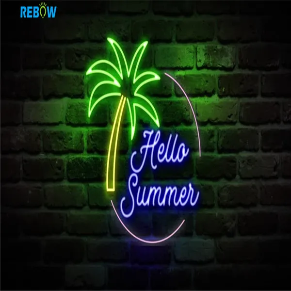 Rebow Flexible Led Board Wall Tube Signs Bar Palm Tree Neon Sign