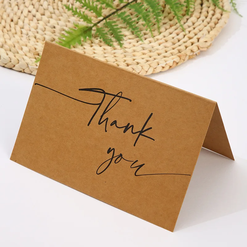 Luxury Greeting Card Exclusive Writing Postcard Gift Card Custom Personalized Kraft fold paper thank you card with envelop