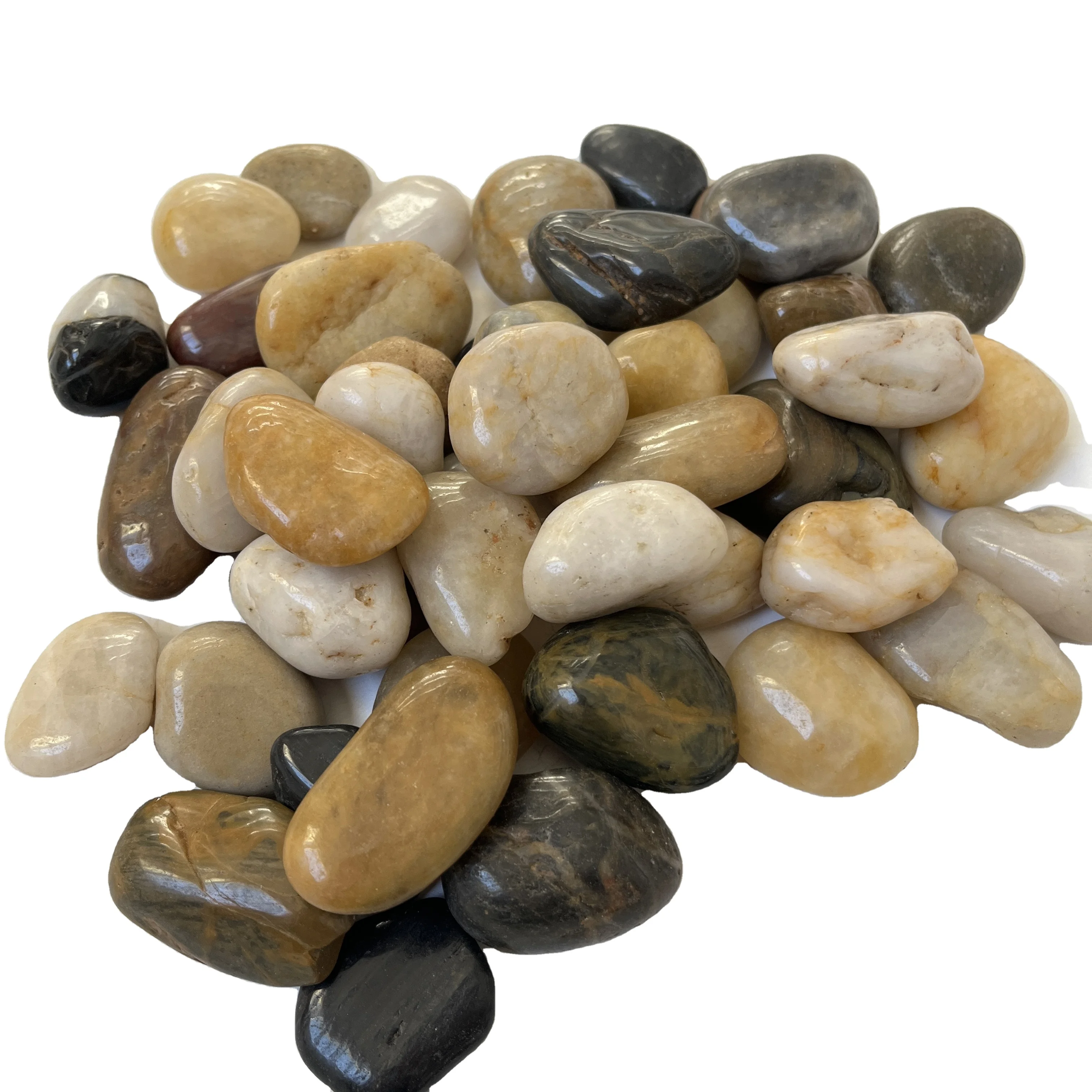 Natural landscape mixed color decoration polished pebble modern garden black pebble courtyard&sidewalk&DIY