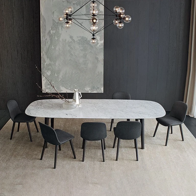 Nordic Dining Room Furniture Italy Imported Solid Wood Ash Table Legs Cream White Nature Marble Top Luxury Dinning Table Modern