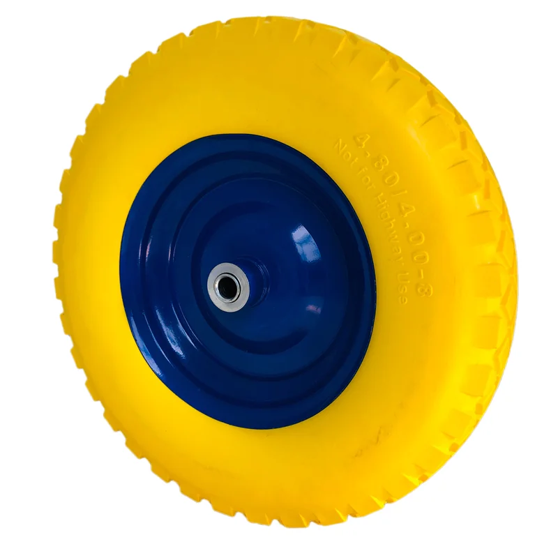 Solid PU Foam Rubber Puncture Proof Tire Wheelbarrow Wheels 4.00-8 16 Inch 14 Inch With Metal Hub