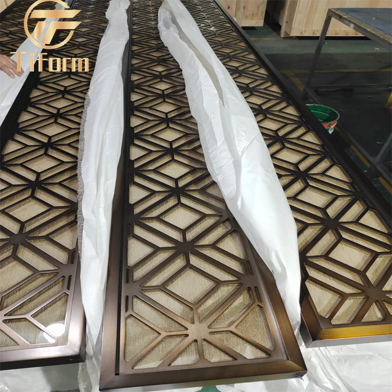 Hot sale  stainless steel metal screen partition wall panel screen room divider for hotel lobby