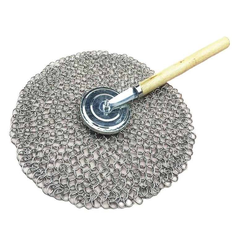 Stainless Steel Chainmail Ring Scrubber Cast Iron Skillet Pot Cleaner
