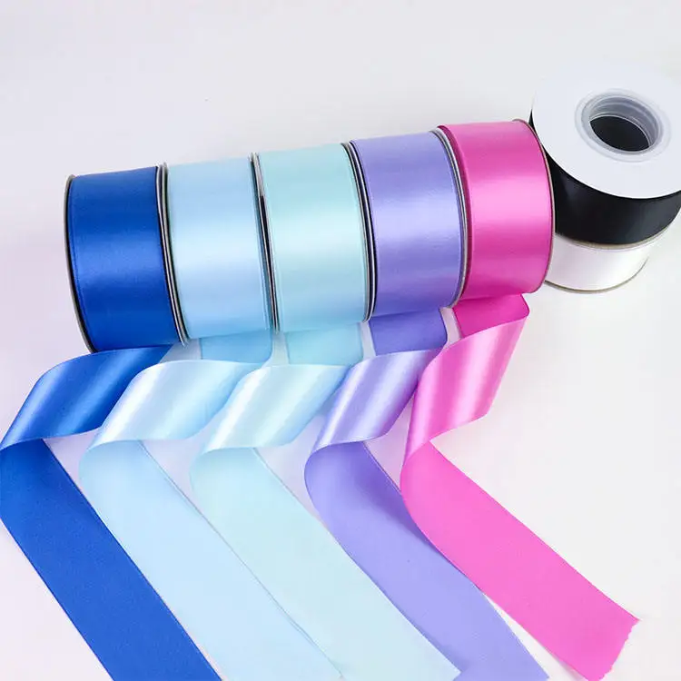 Manufacture custom 196 colors 38mm 50mm 100 yards/roll double sided polyester satin ribbon
