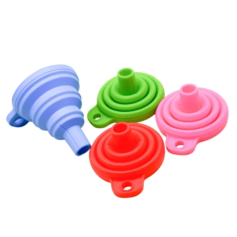 BPA free kitchen foldable funnel silicone collapsible funnel for water oil bottle liquid transfer