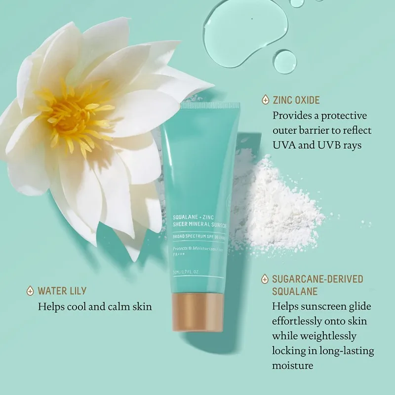 Private Label Lightweight Zinc Oxide Mineral Sunscreen SPF 30
