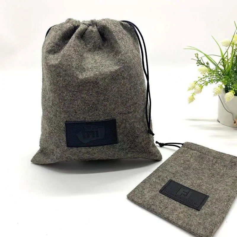 Custom Travel Drawstring Pouch Felt Packaging Shopping Bag