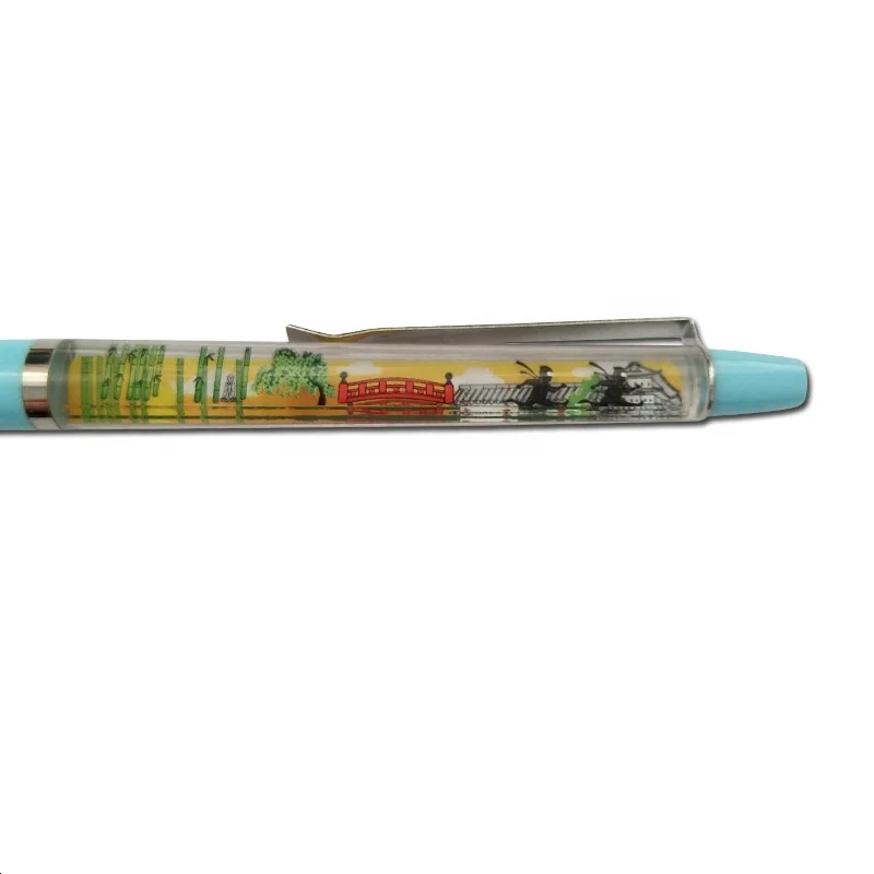 Creative Liquid 2D 3D floater floating ball pen with custom logo print