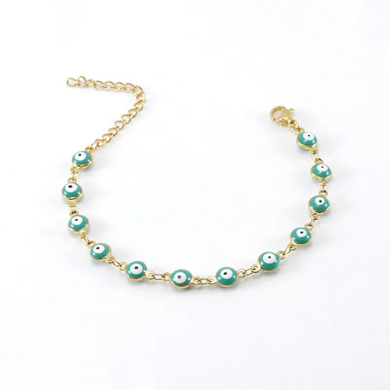 Hot Sale Custom High Quality Stainless Steel 18K Gold Plated Colorful Luxury Turkey evil eyes Bracelet Cute Eyes Bracelet