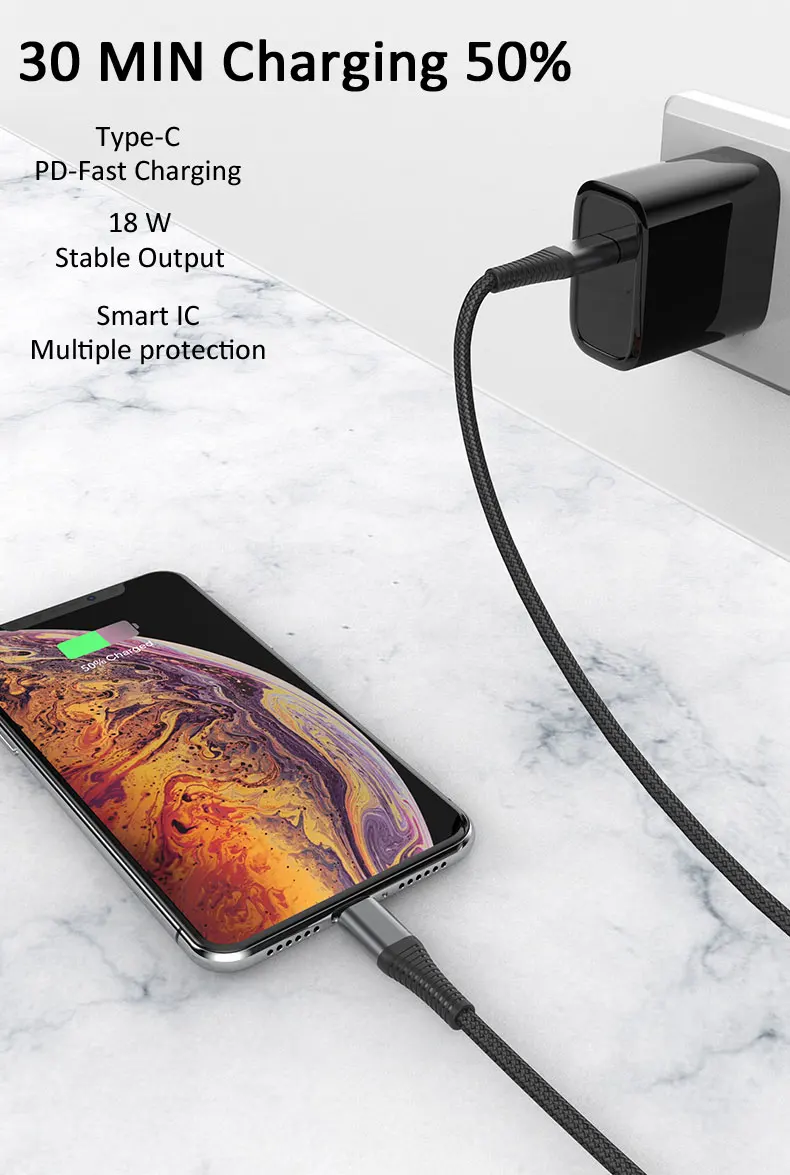 20W PD fast charging 1m 2m OEM service foxconn usb iphone cable original