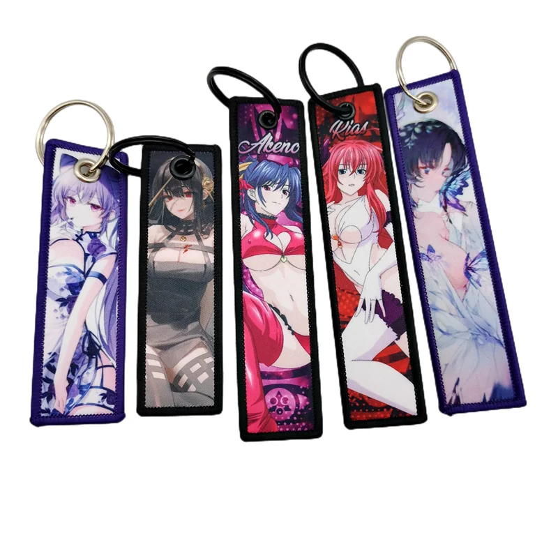 Custom Keyrings Key Holder Key Ring Keyrings Anime Jet Tags Woven Fabric Embroidery Customized Keychain Jet Tags Key Tag