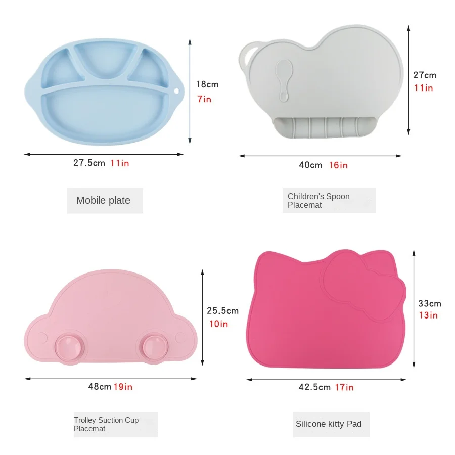 New Hot Sell Cute Baby Suction Food Mat Reusable Place Mat Bpa Free Baby Dinner Mat Silicone For Kids