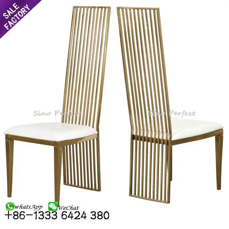 Outdoor Party Banquet Furniture High Back Golden Stainless Steel Wedding Dining Chair For Events