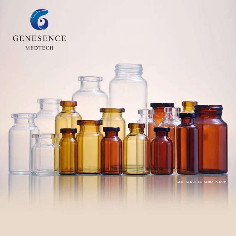 6ML Injection Liquid Bottle Tubular Sterile Powder Pharma Vials Aluminium Caps Glass Vial