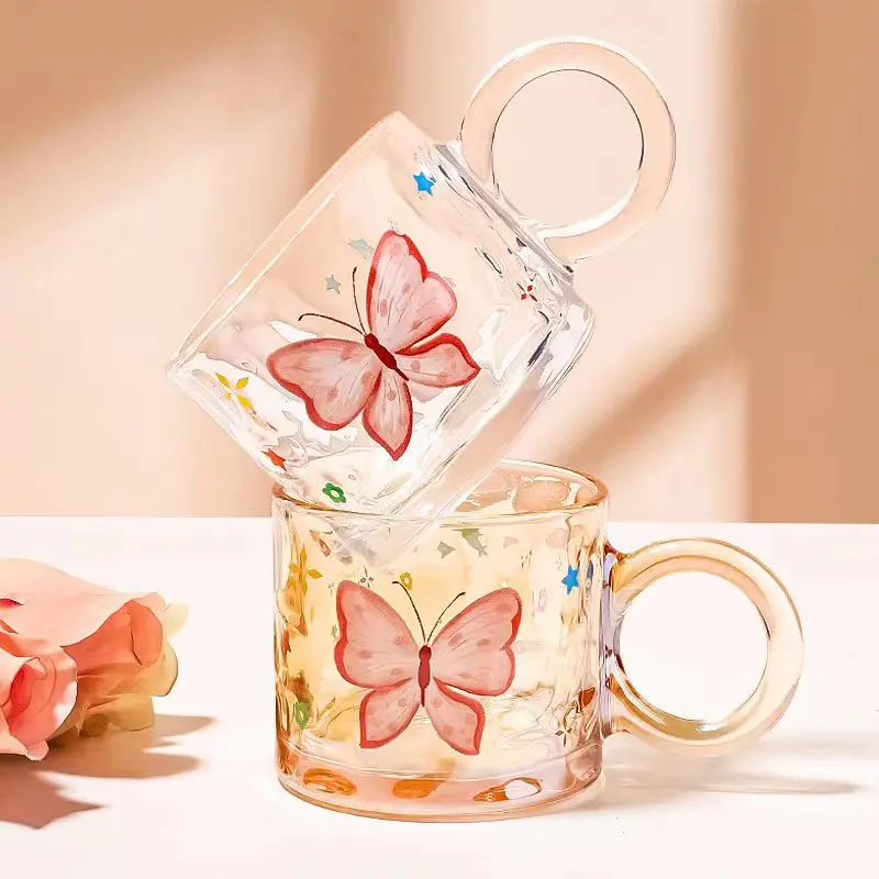 Ins style original design super fairy butterfly mug glass cup home girl mug glass cups Big Ears