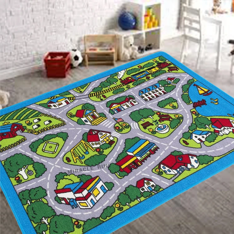 Thickened Floor Mat Square Anti-Slip Modern Carpeting Game Puzzle Printed Area Rug Playmat For Bedroom
